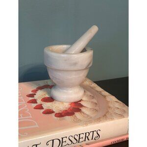 Vtg Marble Mortar & Pestle Set 4.25" Height